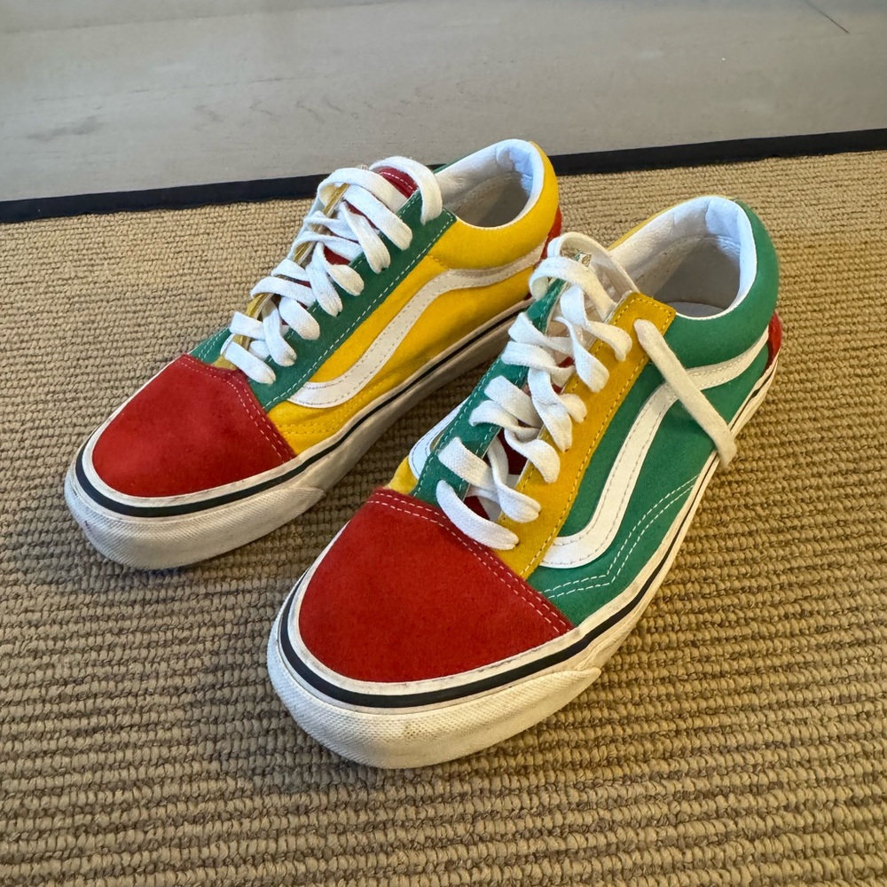 Vans Red, Yellow, and Green Sneakers